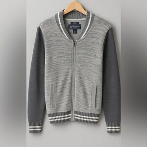 American Rag Cie Men’s Grey Bomber Cardigan Sweater Full Zip Jacket Size Medium